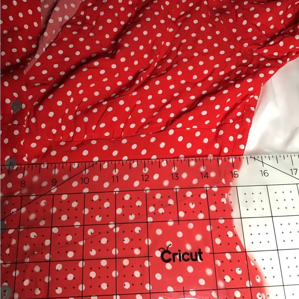 NWT Free People Red and White Polka Dot Fitted Blouse - Picture 12 of 14